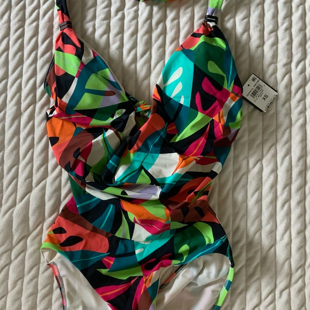 Red and Pink One Piece Swimwear with Modern Design